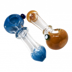 4" Assorted Frit Ends Clear Body Hand Pipe (Pack Of 2) [SDK590]